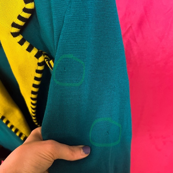 EPB Easy Eleanor P Brenner vintage dark teal and yellow striped heart blazer - Picture 4 of 8